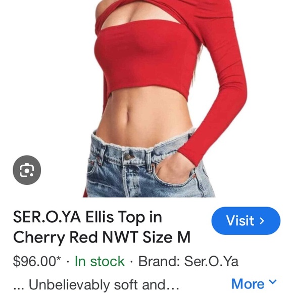 SER.O.YA.ELLIS SUPER SOFT TOP IN CHERRY RED NWT'S - Picture 6 of 7